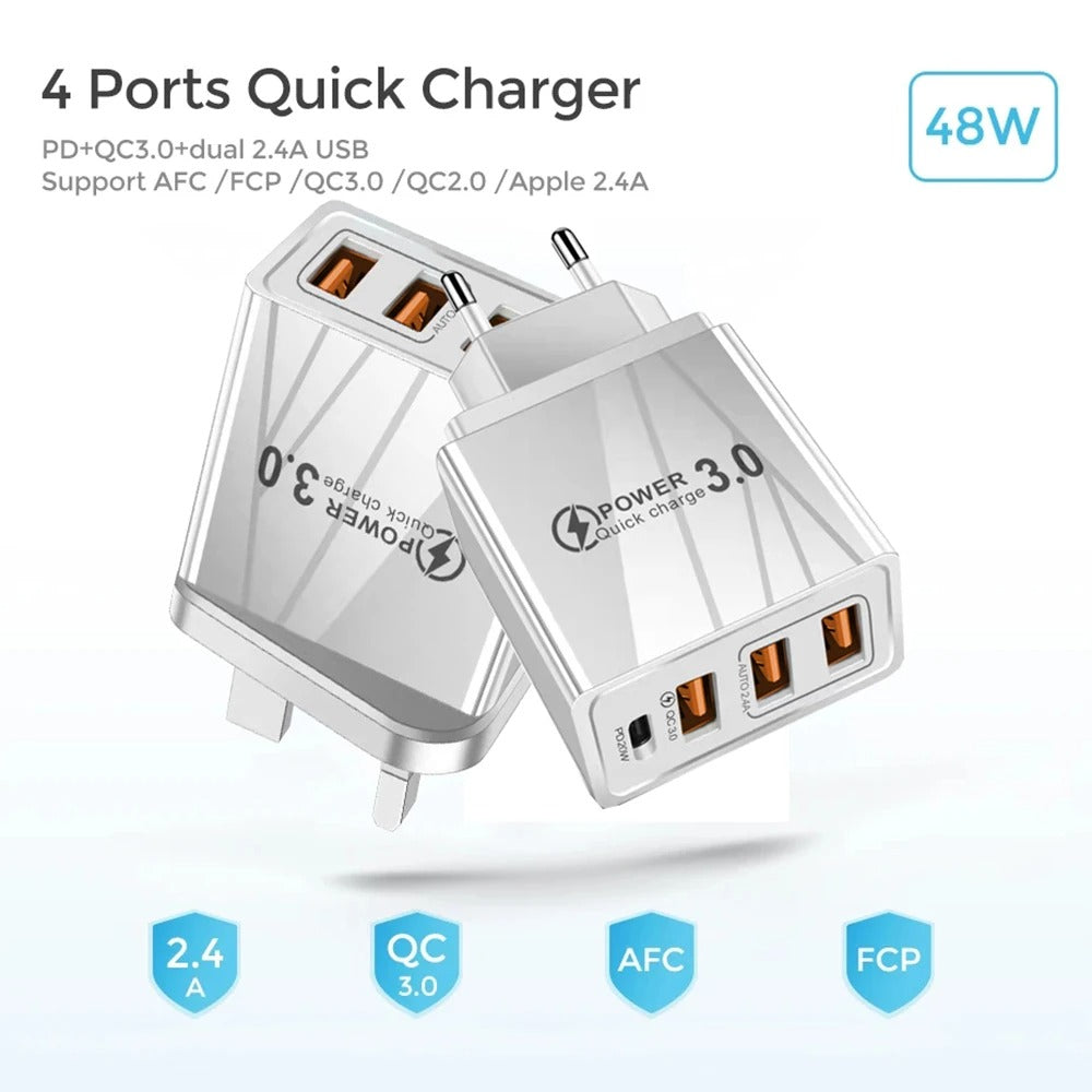 48W USB QC 3.0 Wall Charger