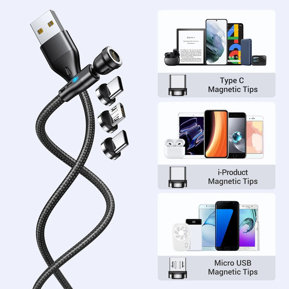 3 Pack Magnetic Phone Cable With Data